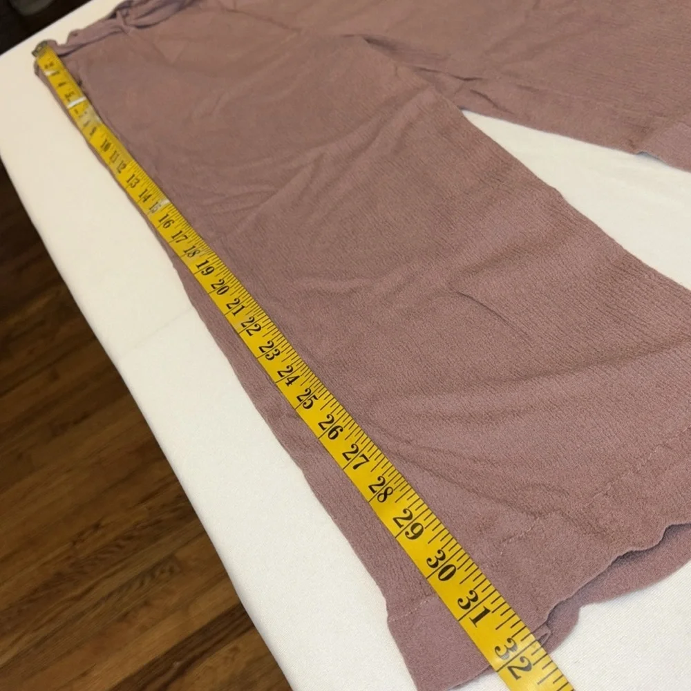 Addie capri pants pull on stretchy waist fabric tie side pockets size large